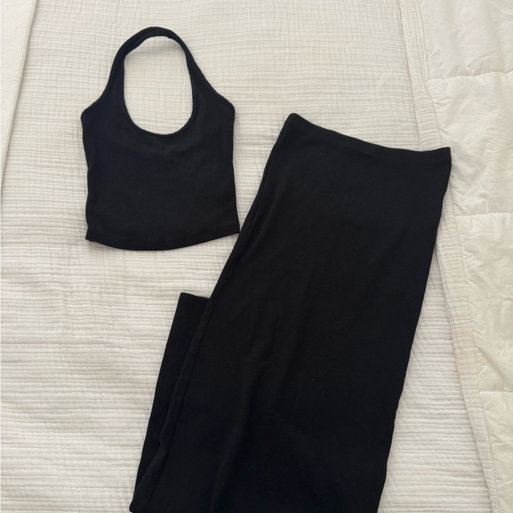 CSB ribbed halter and maxi skirt set - size small